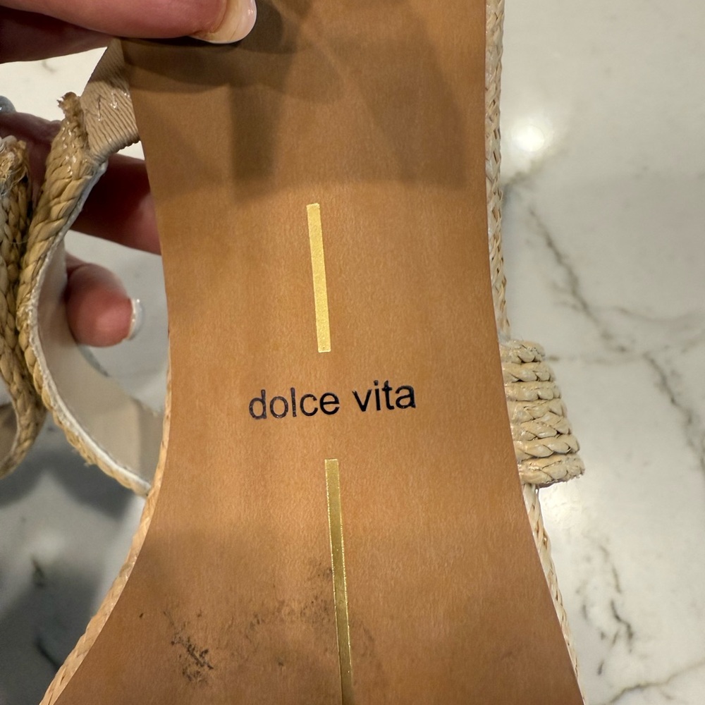 Dolce Vita Tan Sandals with Square Toe and Textured Straps - Picture 6 of 9